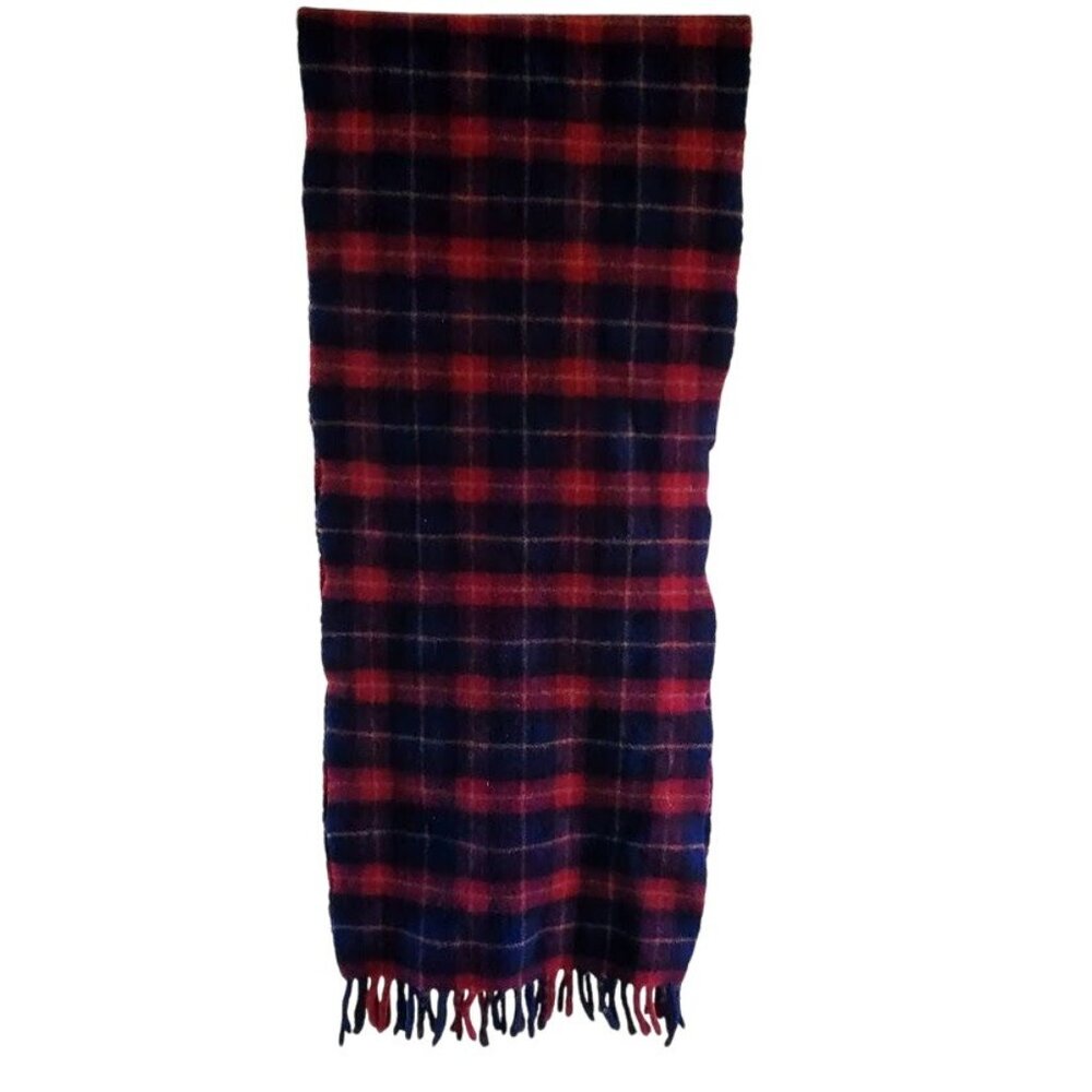 Vintage Brooks Brothers Scarf Made in England 100% Wool 60s Tartan Plaid Fringe